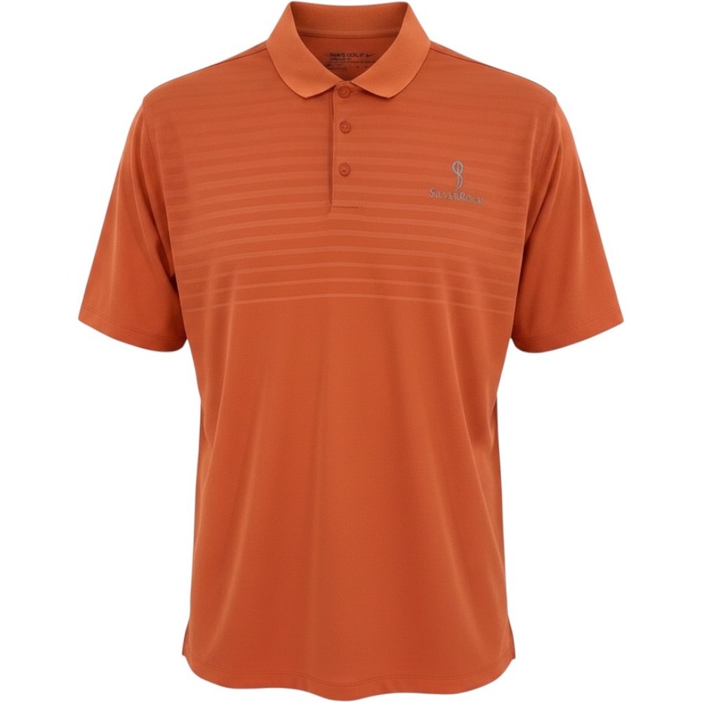 Nike Golf Mens XXL Orange Dri-FIT‎ SilverRock Striped Polo Shirt 802878-842
